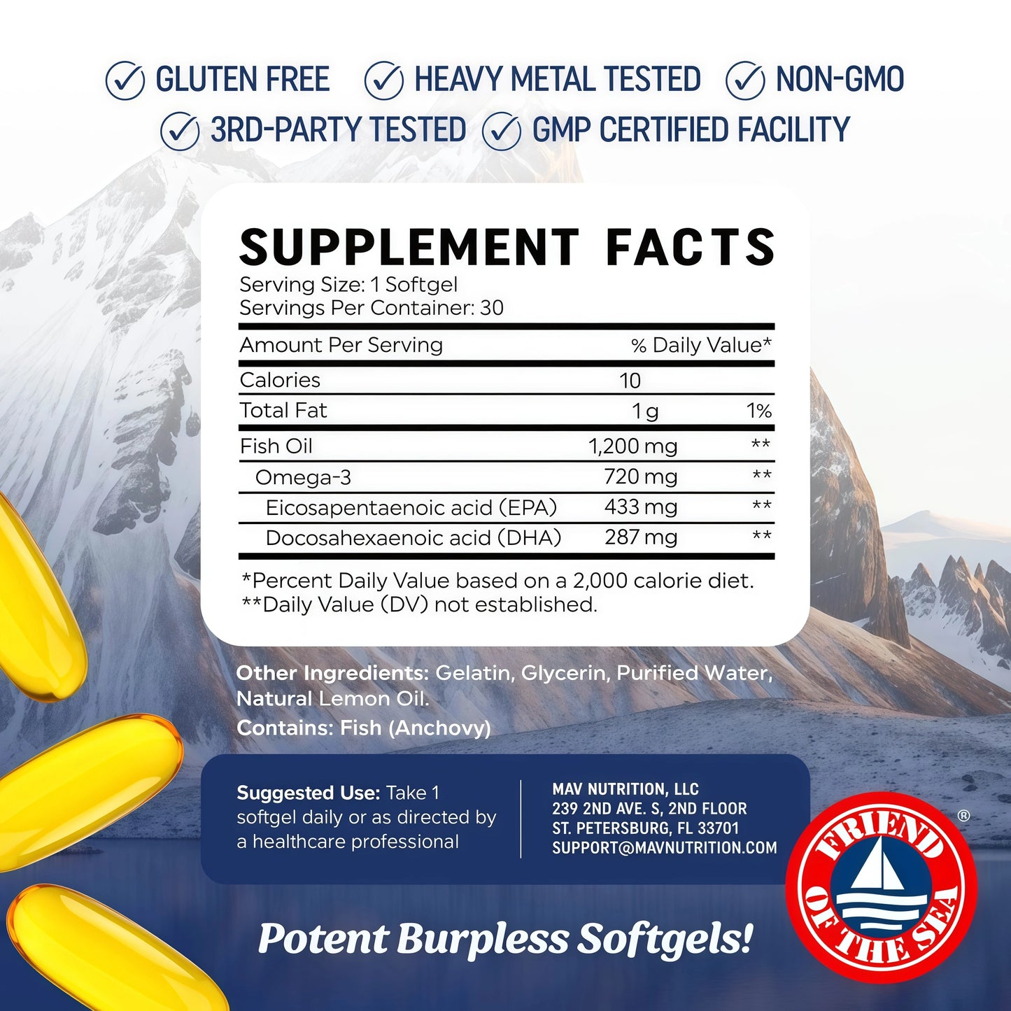 Triple Strength DHA Omega 3 Fish Oil 3600 mg | Over 2100mg Omega-3 Fatty Acids with 860mg of DHA | 1300mg EPA | Best Essential Fatty Acids | Premium Wild Caught & Burpless Fish Oil | 180 Softgels